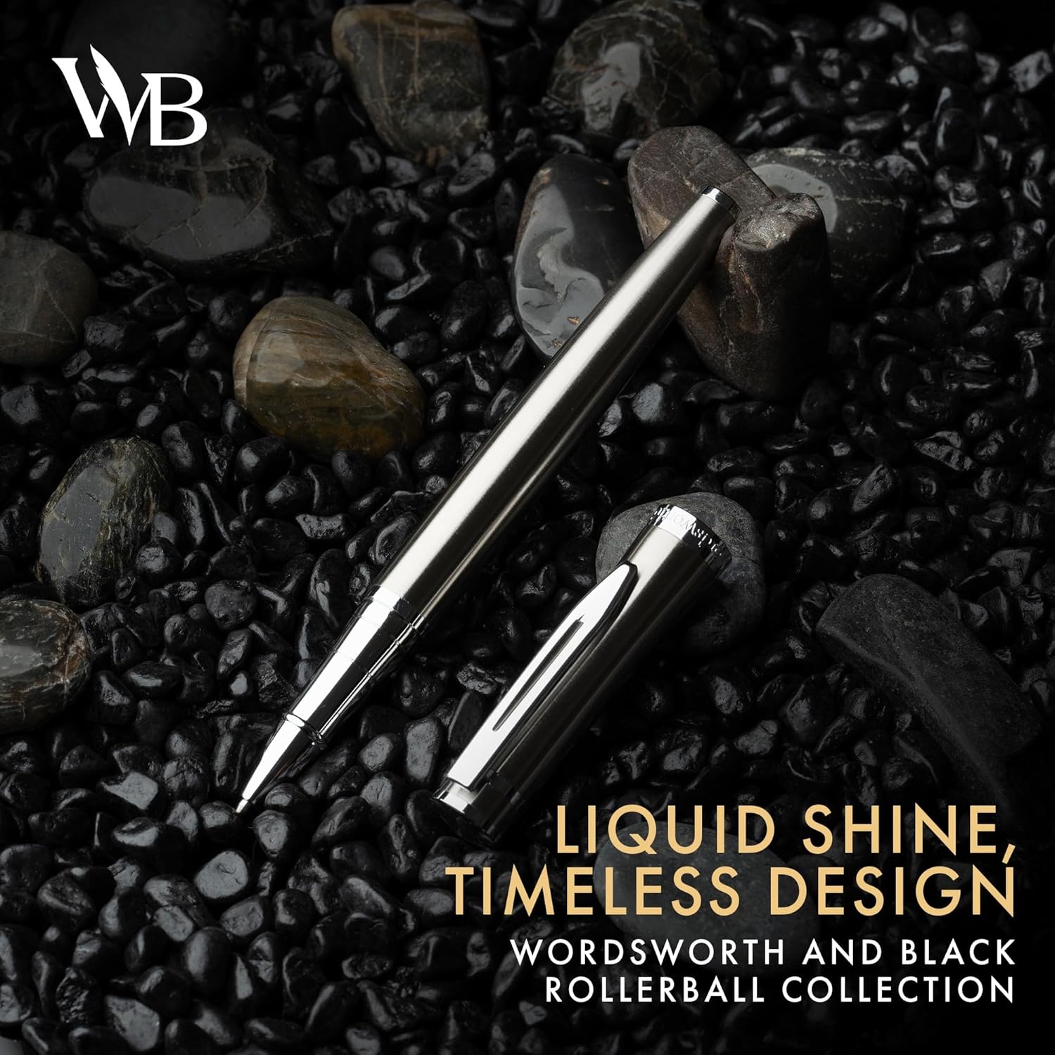 image:imageWordsworth and Black Rollerball Pen Luxury Pen Chrome Finish Red Lacquer Ink Refill Refillable Gift for Men amp Women Professional Writing Nice and Fancy Pens and for WorkSilver Chrome