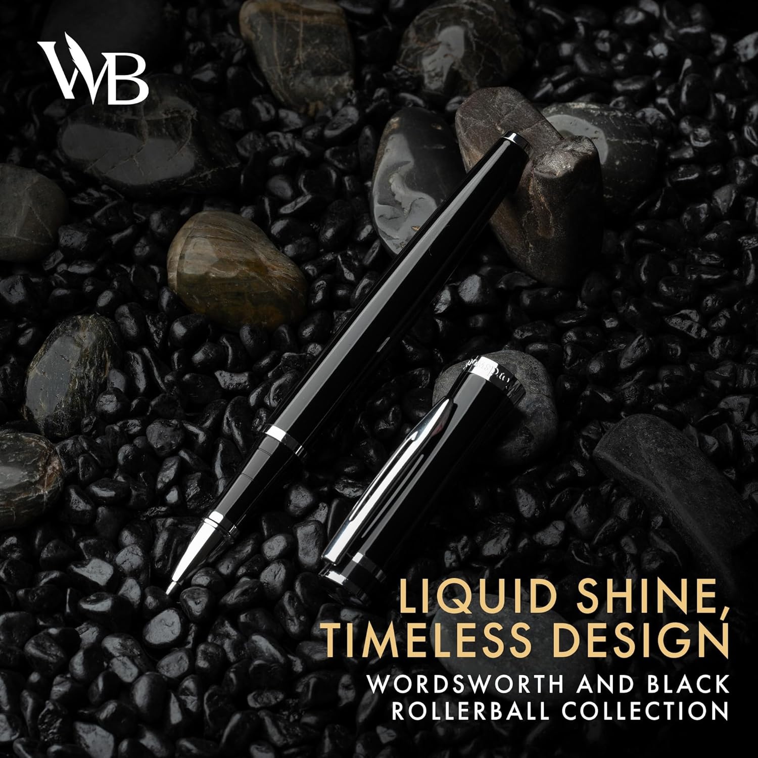 image:imageWordsworth and Black Rollerball Pen Luxury Pen Chrome Finish Red Lacquer Ink Refill Refillable Gift for Men amp Women Professional Writing Nice and Fancy Pens and for WorkBlack Chrome