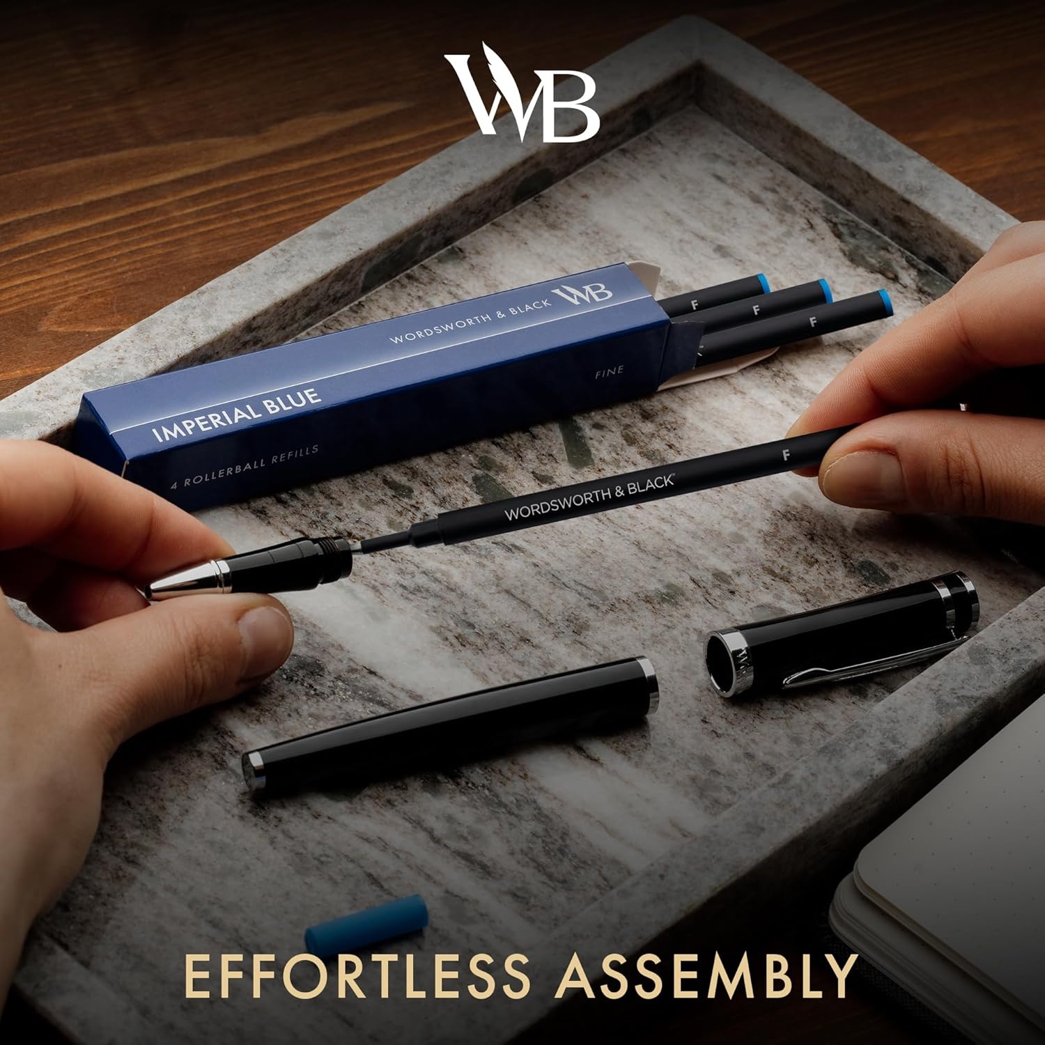 image:imageWordsworth and Black Rollerball Pen Refills Black Set of 4 Replaceable Refills Medium Tip Quick Drying Black Ink Standard Size Rollerball Pens Smooth WritingBlueFIne Nib