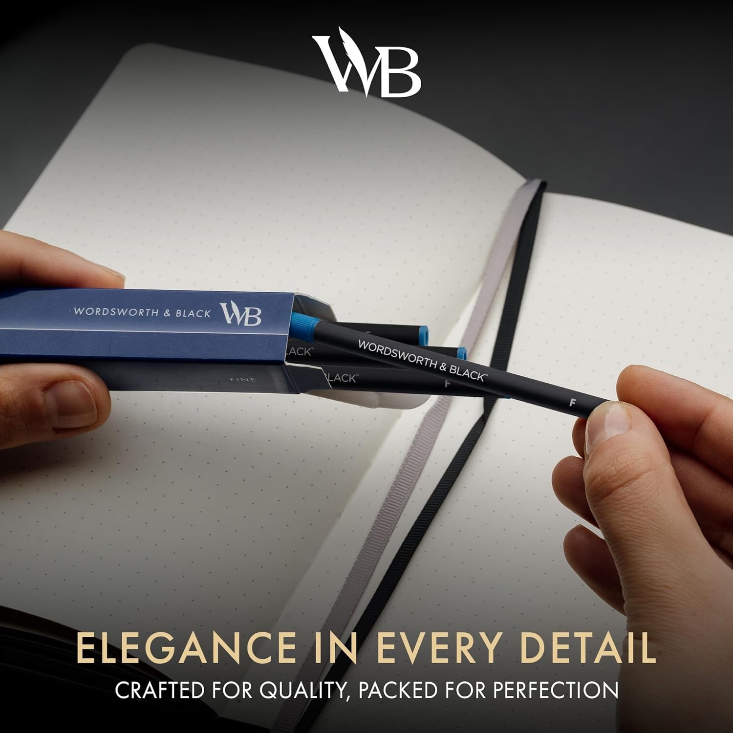 image:imageWordsworth and Black Rollerball Pen Refills Black Set of 4 Replaceable Refills Medium Tip Quick Drying Black Ink Standard Size Rollerball Pens Smooth WritingBlueFIne Nib