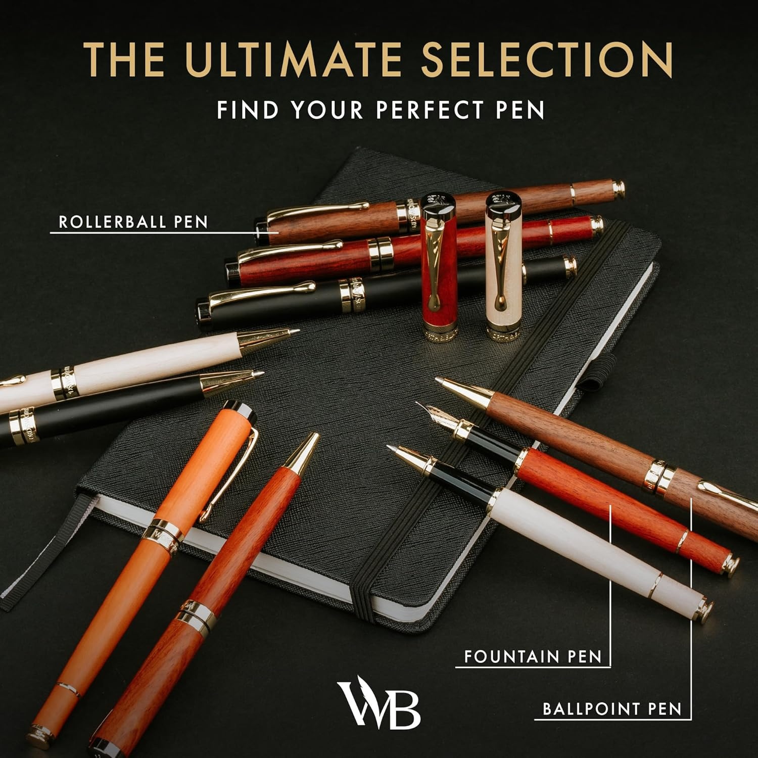 image:imageWordsworth and Black Rollerball PenStunning Luxury Pen Bamboo Blackwood Gold Finish Refillable Best Roller Ball Gift Set Pen for Men amp Women Ink Refill Point Office Pens for WritingMaple Wood