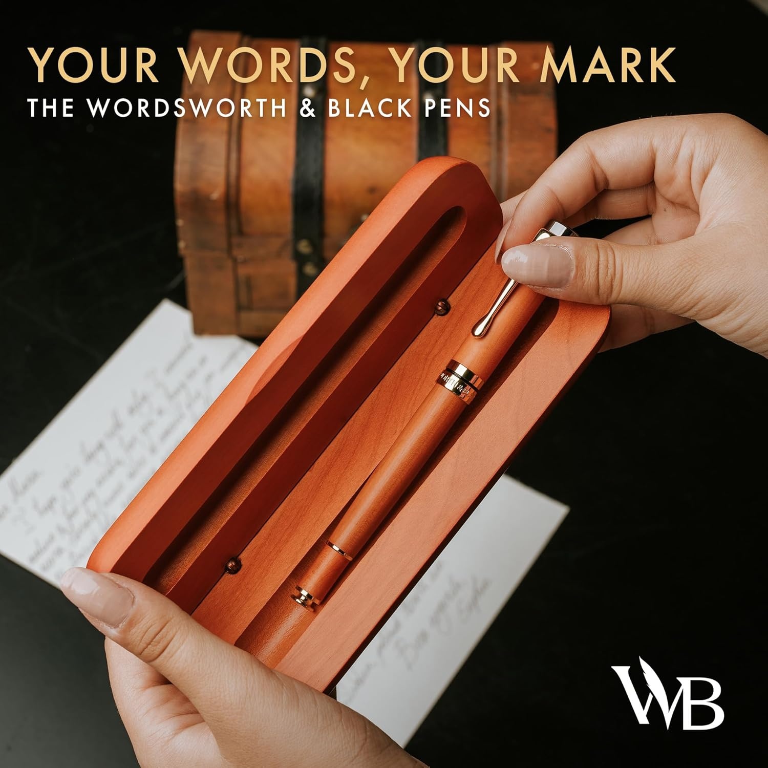 image:imageWordsworth and Black Rollerball PenStunning Luxury Pen Bamboo Blackwood Gold Finish Refillable Best Roller Ball Gift Set Pen for Men amp Women Ink Refill Point Office Pens for WritingCherry Wood