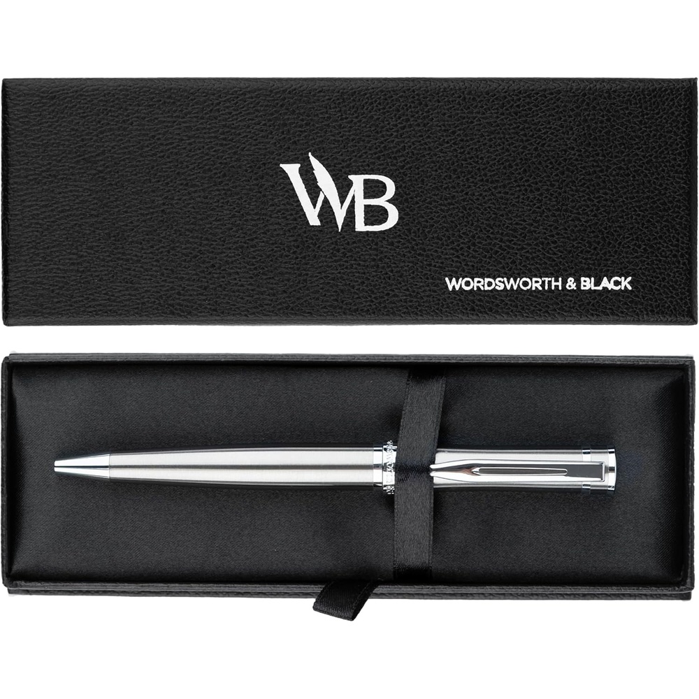 image:imageWordsworth and Black Ballpoint Pen Black Lacquer Stunning Luxury Pen Chrome Finish Ink Refill Best Gift Set for Men amp Women Refillable Elegant Nice Pens Fine PointSilver Chrome