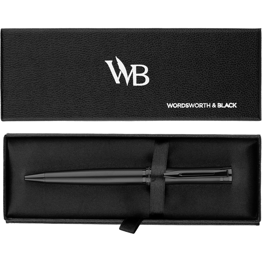 image:imageWordsworth and Black Ballpoint Pen Black Lacquer Stunning Luxury Pen Chrome Finish Ink Refill Best Gift Set for Men amp Women Refillable Elegant Nice Pens Fine PointAll Black