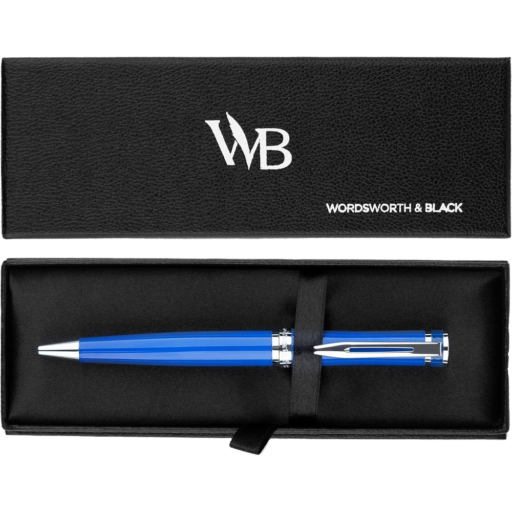 image:imageWordsworth and Black Ballpoint Pen Black Lacquer Stunning Luxury Pen Chrome Finish Ink Refill Best Gift Set for Men amp Women Refillable Elegant Nice Pens Fine PointImperial Blue Chrome