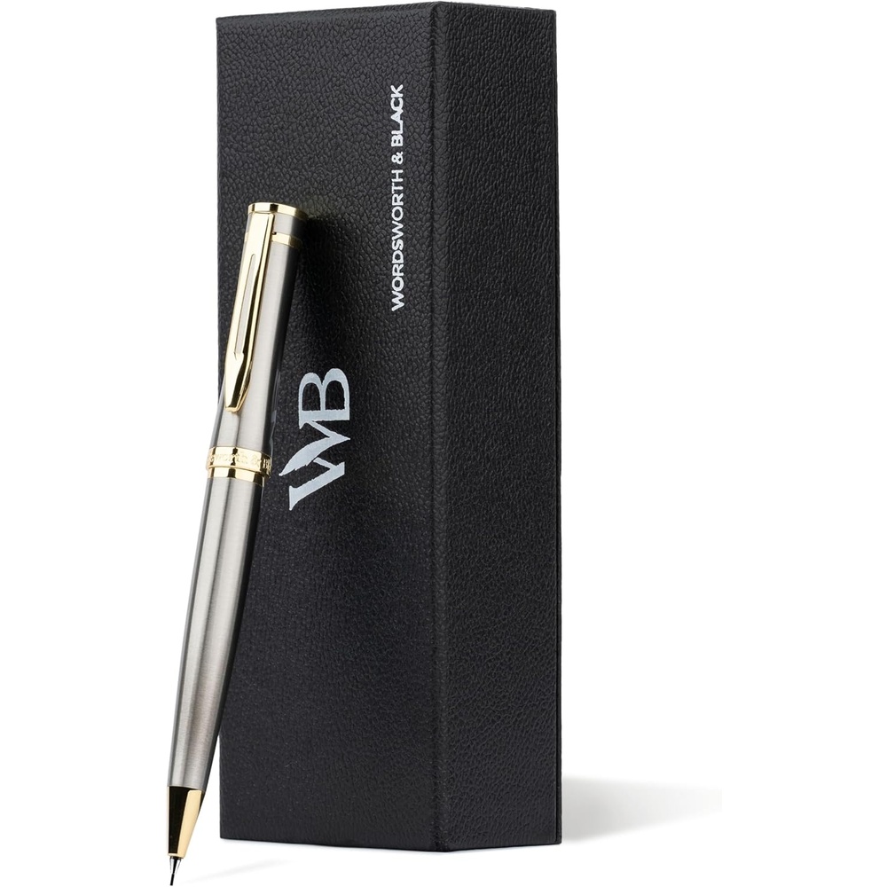 image:imageWordsworth and Black Mechanical Pencil Graphite Lead Stunning Luxury Metal Pencil Black Lacquer 24K Gold Finish 07mm Led Best Gift Set for Men amp Women Professional Executive Office PencilsSilver Gold