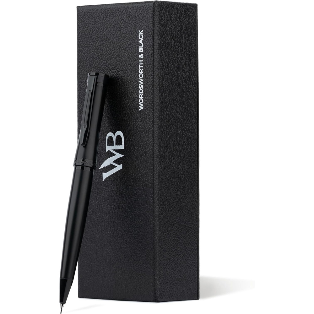image:imageWordsworth and Black Mechanical Pencil Graphite Lead Stunning Luxury Metal Pencil Black Lacquer 24K Gold Finish 07mm Led Best Gift Set for Men amp Women Professional Executive Office PencilsAll Black