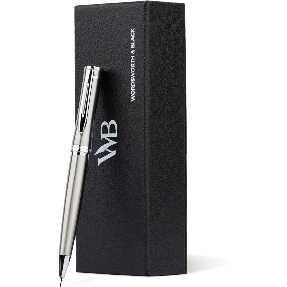 image:imageWordsworth and Black Mechanical Pencil Graphite Lead Stunning Luxury Metal Pencil Black Lacquer 24K Gold Finish 07mm Led Best Gift Set for Men amp Women Professional Executive Office PencilsSilver Chrome