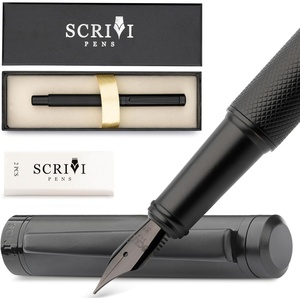 image:imageSCRIVI PENS Luxury Fountain Pen SetRed Fountain Pens for Writing  Smooth Extra Fine Nib  Includes Refillable Ink Converter 5 Ink Cartridges Black amp Blue Gift Box  Elegant CalligraphyBlack