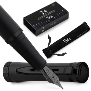 image:imageWordsworth amp Black Fountain Pen Set 18K Gilded Medium Nib Includes 24 Pack Ink Cartridges Ink Refill Converter amp Gift Pouch Gold Finish Calligraphy Imperial Blue Perfect for Men amp WomenAll Black