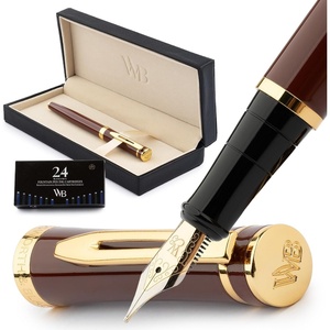 image:imageWordsworth amp Black Fountain Pen Set Medium Nib Includes 24 Ink Cartridges and Ink Refill Converter Gift Case Journaling Calligraphy Smooth Writing Pens Black Chrome Perfect for Men and WomenGolden Brown