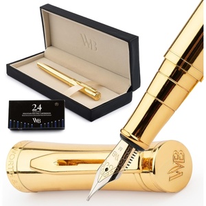 image:imageWordsworth amp Black Fountain Pen Set Medium Nib Includes 24 Ink Cartridges and Ink Refill Converter Gift Case Journaling Calligraphy Smooth Writing Pens Black Chrome Perfect for Men and WomenGold