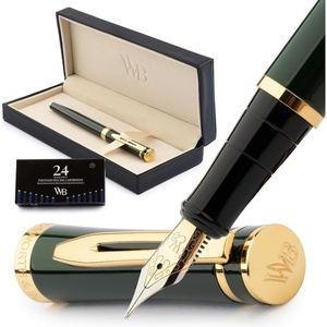 image:imageWordsworth amp Black Fountain Pen Set Medium Nib Includes 24 Ink Cartridges and Ink Refill Converter Gift Case Journaling Calligraphy Smooth Writing Pens Black Chrome Perfect for Men and WomenRacing Green