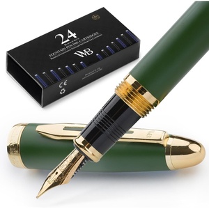 image:imageWordsworth amp Black Majesti Fountain PenBlack Checked Luxury Case Stainless Steel Medium Nib Ink Cartridges Refillable Ink ConverterCalligraphy PenBest Business Gift Set for Men amp WomenGreen Gold