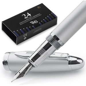 image:imageWordsworth amp Black Majesti Fountain PenBlack Checked Luxury Case Stainless Steel Medium Nib Ink Cartridges Refillable Ink ConverterCalligraphy PenBest Business Gift Set for Men amp WomenMetallic Silver Lacquer