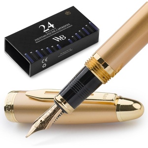image:imageWordsworth amp Black Majesti Fountain PenBlack Checked Luxury Case Stainless Steel Medium Nib Ink Cartridges Refillable Ink ConverterCalligraphy PenBest Business Gift Set for Men amp WomenStunning Gold