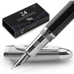 image:imageWordsworth amp Black Majesti Fountain PenBlack Checked Luxury Case Stainless Steel Medium Nib Ink Cartridges Refillable Ink ConverterCalligraphy PenBest Business Gift Set for Men amp WomenBlack Chrome