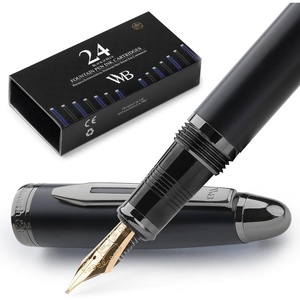 image:imageWordsworth amp Black Majesti Fountain PenBlack Checked Luxury Case Stainless Steel Medium Nib Ink Cartridges Refillable Ink ConverterCalligraphy PenBest Business Gift Set for Men amp WomenMetallic Black