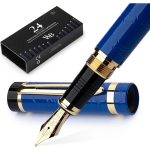 image:imageWordsworth amp Black Primori Fountain Pen Set  Blue Gold Medium Nib Gift Case 24 Ink Cartridges Refill Converter Manual Smooth Writing Left amp Right HandedBlue Gold