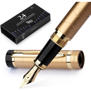 image:imageWordsworth amp Black Primori Fountain Pen Set  Blue Gold Medium Nib Gift Case 24 Ink Cartridges Refill Converter Manual Smooth Writing Left amp Right HandedStunning Gold