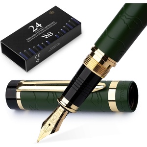 image:imageWordsworth amp Black Primori Fountain Pen Set Red Gold Medium Nib Gift Case 24 Ink Cartridges Refill Converter Manual Journaling Calligraphy Smooth Writing Pens Left and Right HandedGreen Gold