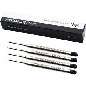 image:imageWordsworth and Black Ballpoint Pen Refills Blue Set of 4 Replaceable Refills  Medium Tip Quick Drying Blue Ink Standard Size Ballpoint Pens Smooth WritingBlackBroad Nib