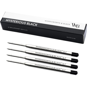 image:imageWordsworth and Black Ballpoint Pen Refills Blue Set of 4 Replaceable Refills  Medium Tip Quick Drying Blue Ink Standard Size Ballpoint Pens Smooth WritingBlackMedium Nib