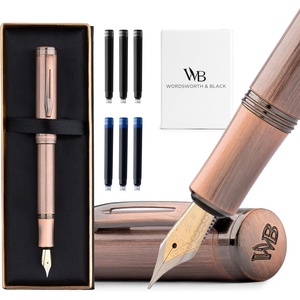 image:imageWordsworth and Black Fountain Pen Mini EDC Luxury Black Heavy Pocket Pen Chrome Finish Medium Nib 6 Ink Cartridges Ink Converter Travel Refillable Writing Pen Gift Set Men amp WomenCopper