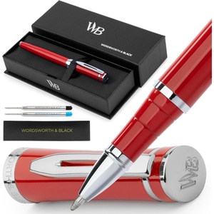 image:imageWordsworth and Black Rollerball Pen  Luxury Pen  Chrome Finish Red Lacquer Ink Refill Refillable Gift for Men amp Women Professional Writing Nice and Fancy Pens and for Work