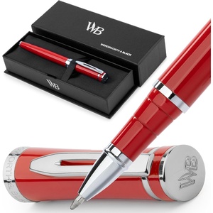 image:imageWordsworth and Black Rollerball Pen  Luxury Pen  Chrome Finish Red Lacquer Ink Refill Refillable Gift for Men amp Women Professional Writing Nice and Fancy Pens and for WorkRed Chrome