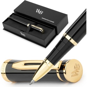 image:imageWordsworth and Black Rollerball Pen  Luxury Pen  Chrome Finish Red Lacquer Ink Refill Refillable Gift for Men amp Women Professional Writing Nice and Fancy Pens and for WorkBlack Gold