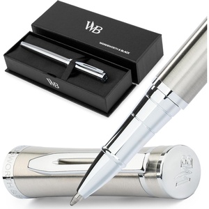 image:imageWordsworth and Black Rollerball Pen  Luxury Pen  Chrome Finish Red Lacquer Ink Refill Refillable Gift for Men amp Women Professional Writing Nice and Fancy Pens and for WorkSilver Chrome