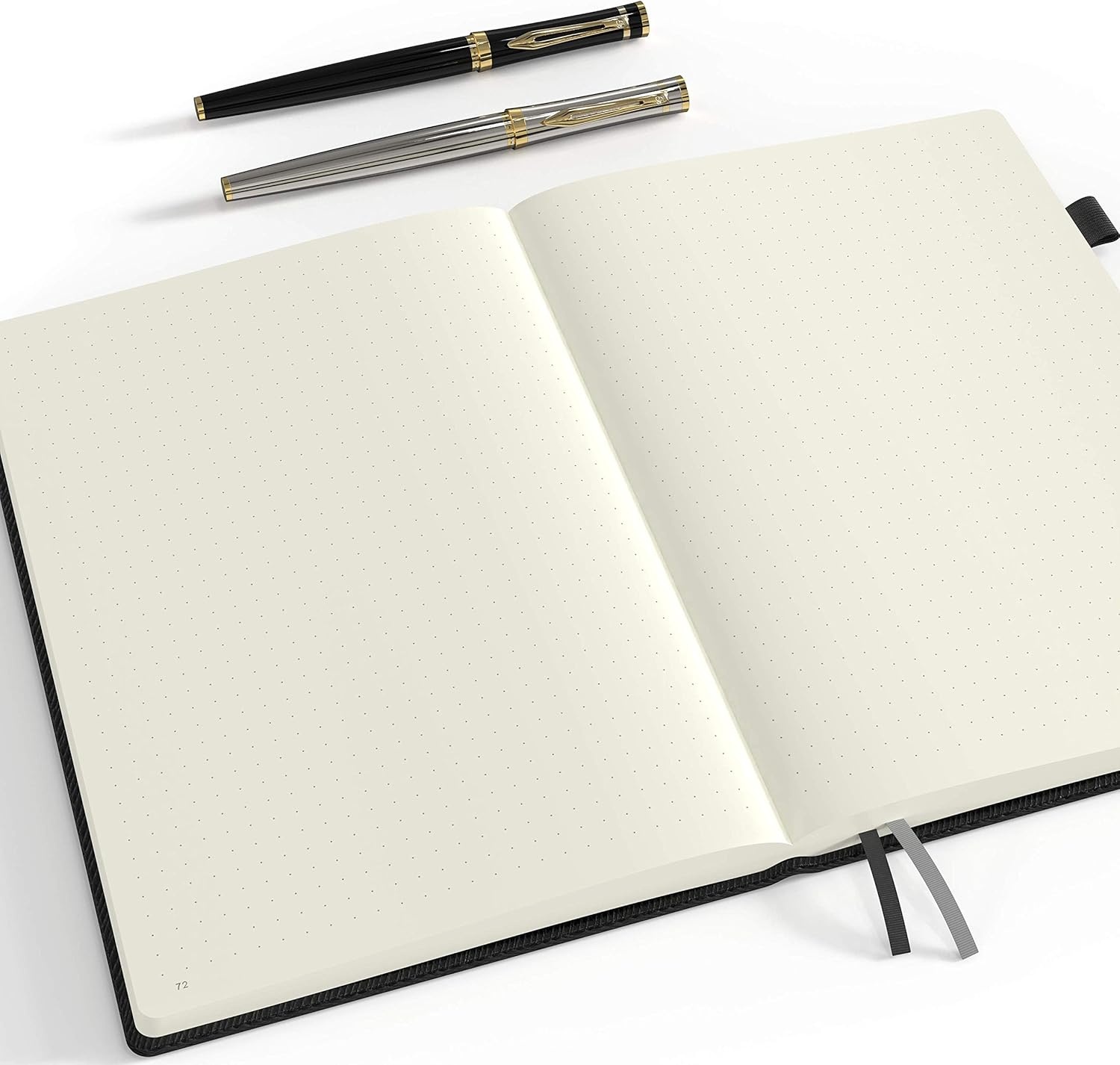 image:imageThin Classic Premium Bullet Grid Journal with Pen Loop A5 58 x 83 Dotted Hard Cover Notebook Lightweight Numbered Pages Dotted Journal Leather Inner Pocket Ivory 120gsm Paper Black