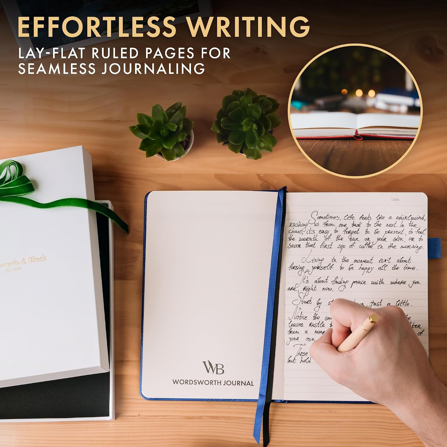 image:imageWordsworth amp Black A5 Lined Journal 216 Lined Pages Hardcover Leather 120 GSM Paper Journaling Notebook for Work amp Sketching Journals for Women Men Gifts Box Included TurquoiseBlue