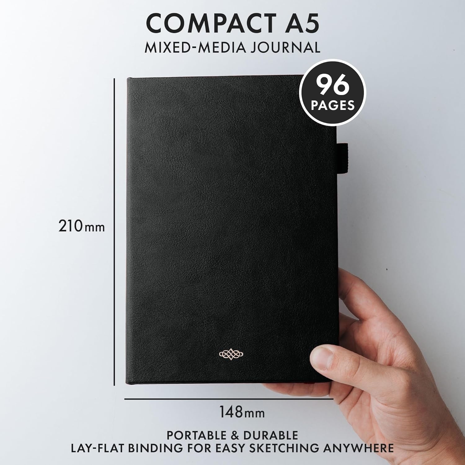 image:imageWordsworth amp Black A5 Mixed Media Journal 96 Mix Pages Hardcover Leather 190 GSM Paper Journaling Notebook for Work amp Sketching Journals for Women Men Gifts Box Included Rose GoldBlack