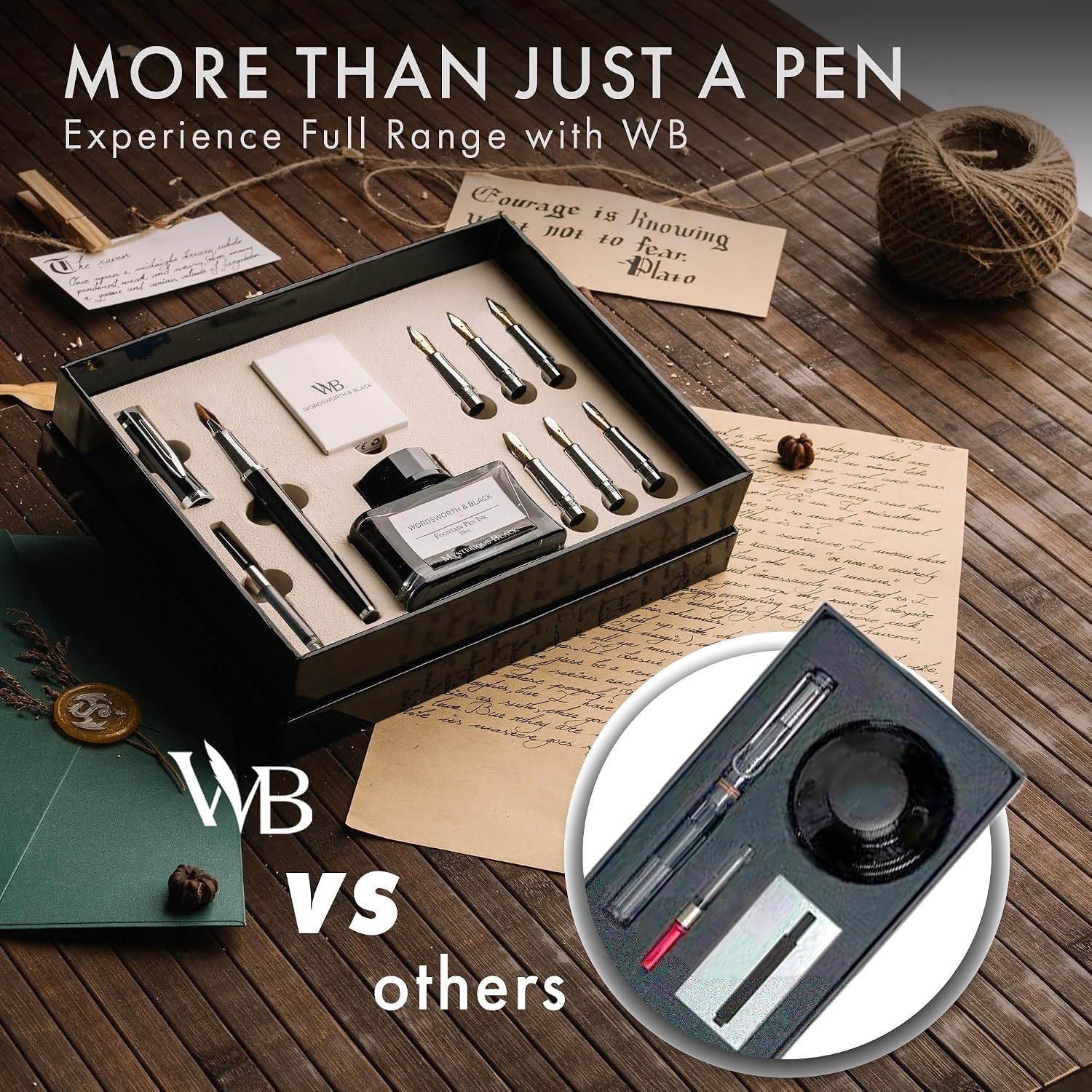 image:imageWordsworth amp Black Calligraphy Pen Gift Set Includes Bottle 6 Cartridges Refill Converter 6 Replacement Nibs Premium Package Journaling Smooth Writing Pens Red ChromeBlack Chrome