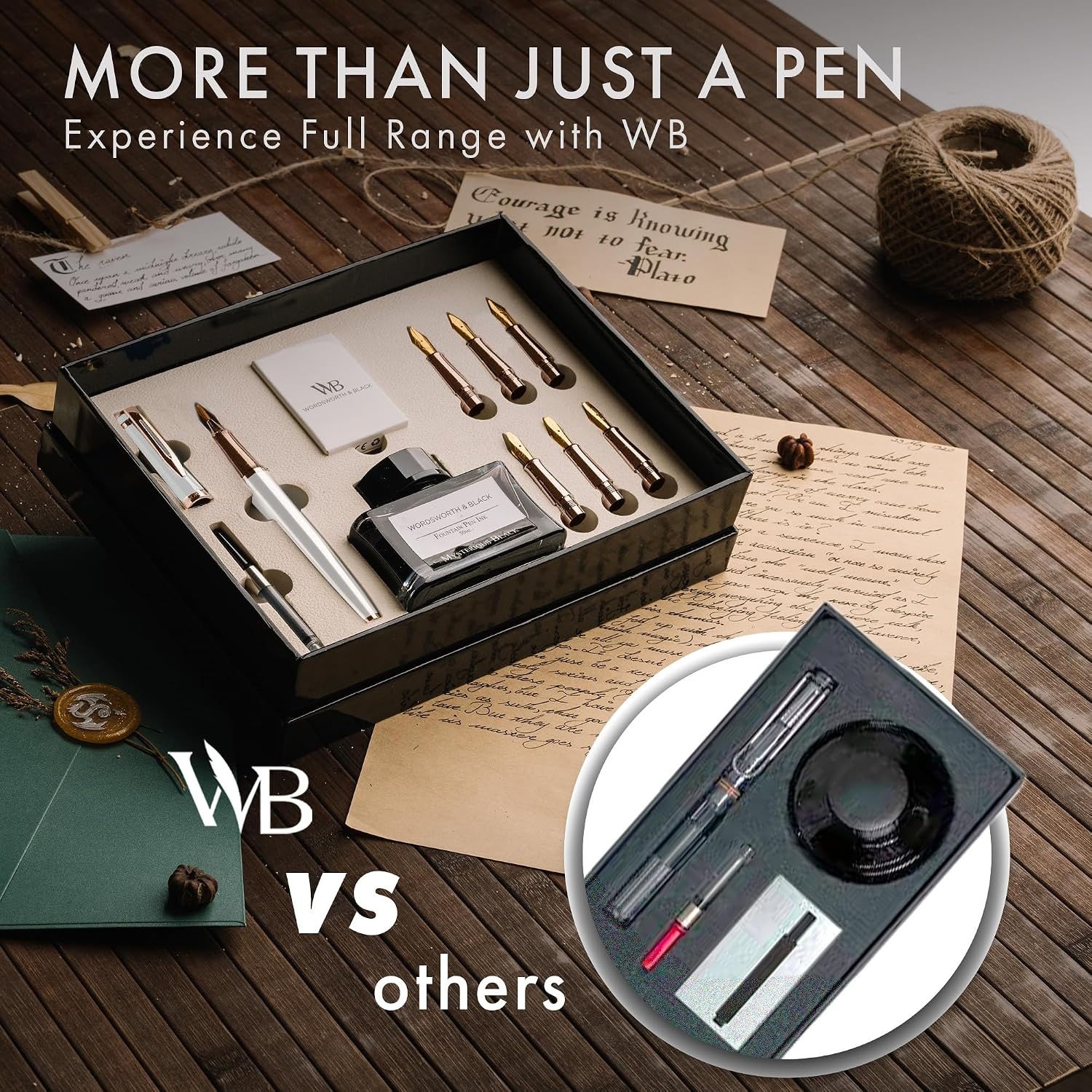image:imageWordsworth amp Black Calligraphy Pen Gift Set Includes Bottle 6 Cartridges Refill Converter 6 Replacement Nibs Premium Package Journaling Smooth Writing Pens Red ChromeWhite Rose Gold