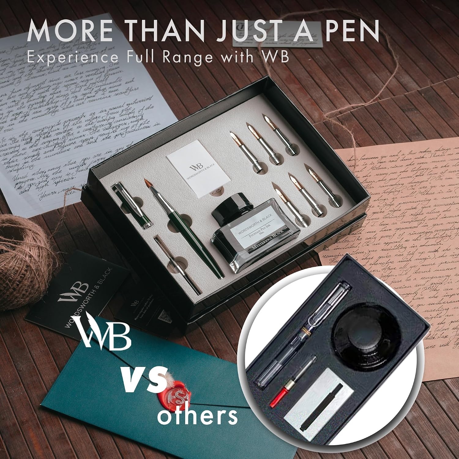 image:imageWordsworth amp Black Calligraphy Pen Gift Set Includes Bottle 6 Cartridges Refill Converter 6 Replacement Nibs Premium Package Journaling Smooth Writing Pens Red ChromeGreen Chrome
