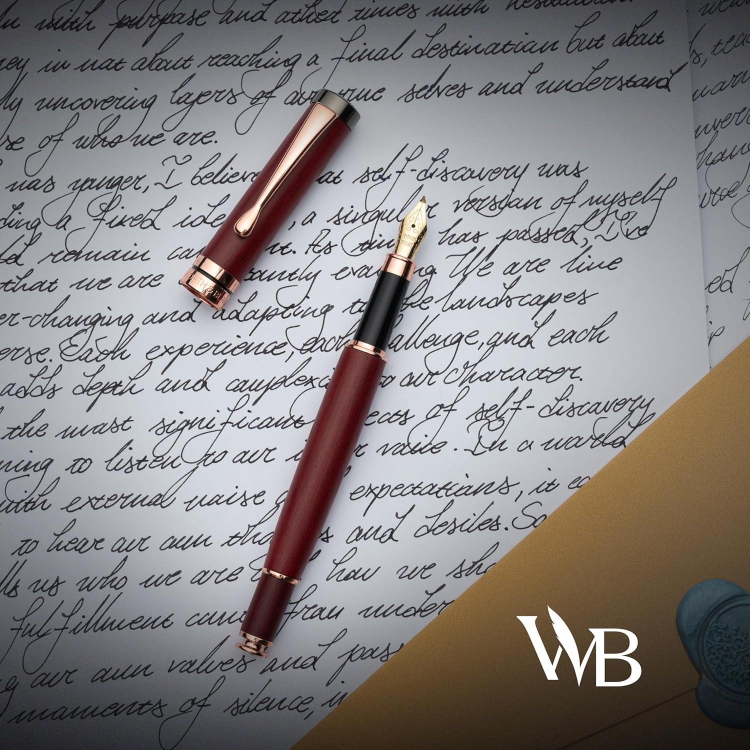 image:imageWordsworth amp Black Calligraphy Pen Gift Set Includes Ink Bottle 6 Cartridges Refill Converter 6 Replacement Nibs Luxury Bamboo Journaling Smooth Writing Pens Black WoodViolet Wood