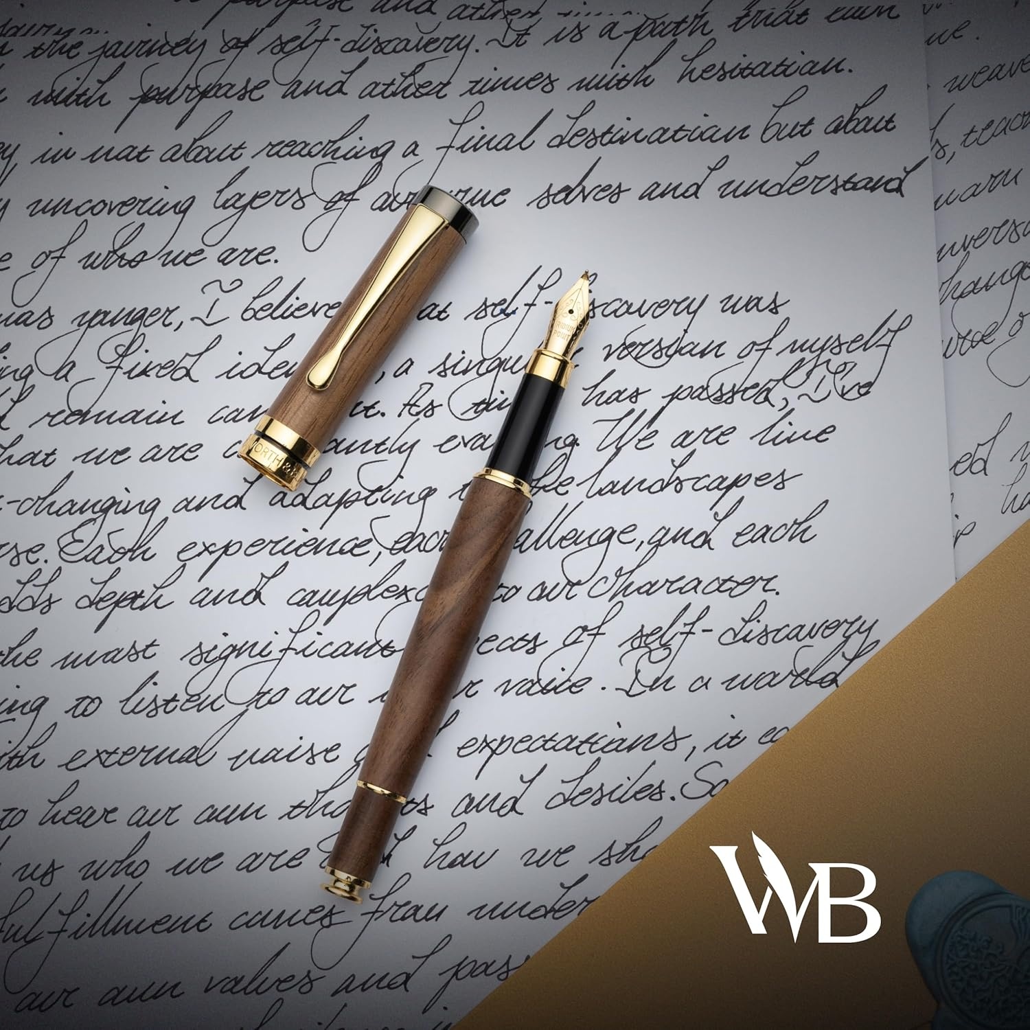 image:imageWordsworth amp Black Calligraphy Pen Gift Set Includes Ink Bottle 6 Cartridges Refill Converter 6 Replacement Nibs Luxury Bamboo Journaling Smooth Writing Pens Black WoodBrown Wood