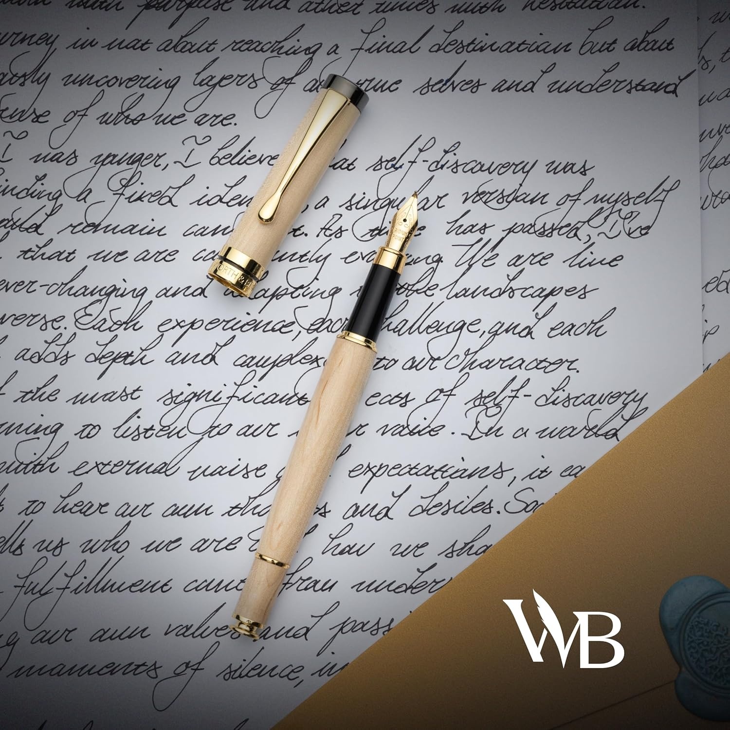 image:imageWordsworth amp Black Calligraphy Pen Gift Set Includes Ink Bottle 6 Cartridges Refill Converter 6 Replacement Nibs Luxury Bamboo Journaling Smooth Writing Pens Black WoodMaple Wood