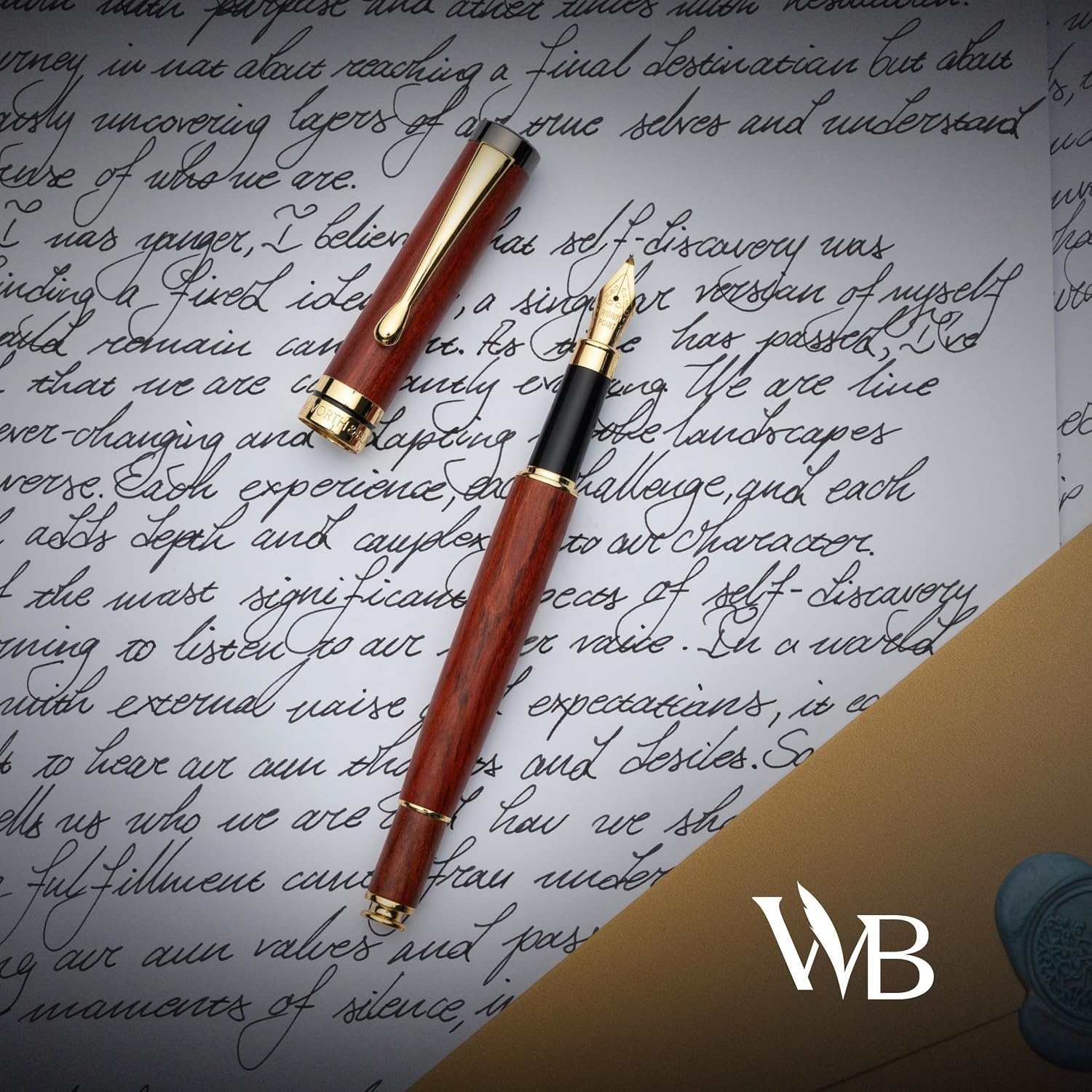 image:imageWordsworth amp Black Calligraphy Pen Gift Set Includes Ink Bottle 6 Cartridges Refill Converter 6 Replacement Nibs Luxury Bamboo Journaling Smooth Writing Pens Black WoodRosewood
