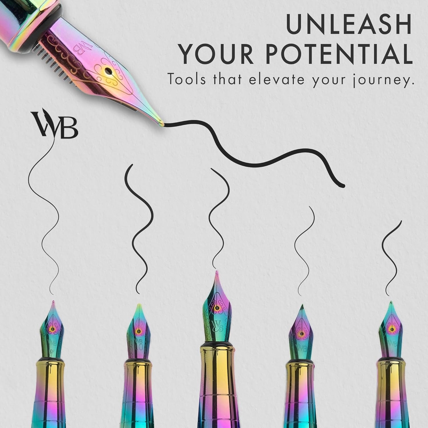 image:imageWordsworth amp Black Fountain Pen Gift Set Includes Bottle 6 Cartridges Refill Converter 4 Replacement Nibs Premium Package Journaling Calligraphy Smooth Writing Pens Red ChromeRainbow