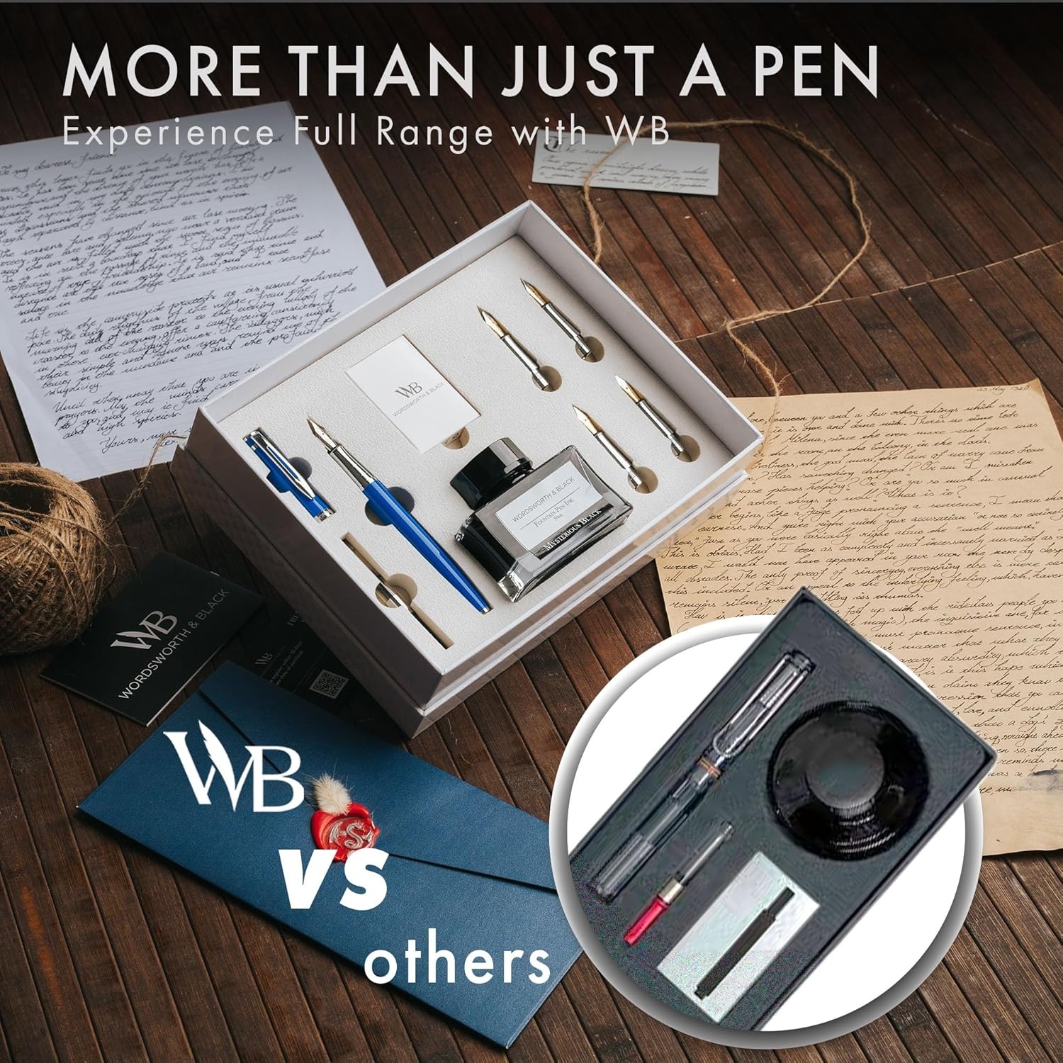 image:imageWordsworth amp Black Fountain Pen Gift Set Includes Bottle 6 Cartridges Refill Converter 4 Replacement Nibs Premium Package Journaling Calligraphy Smooth Writing Pens Red ChromeBlue Chrome