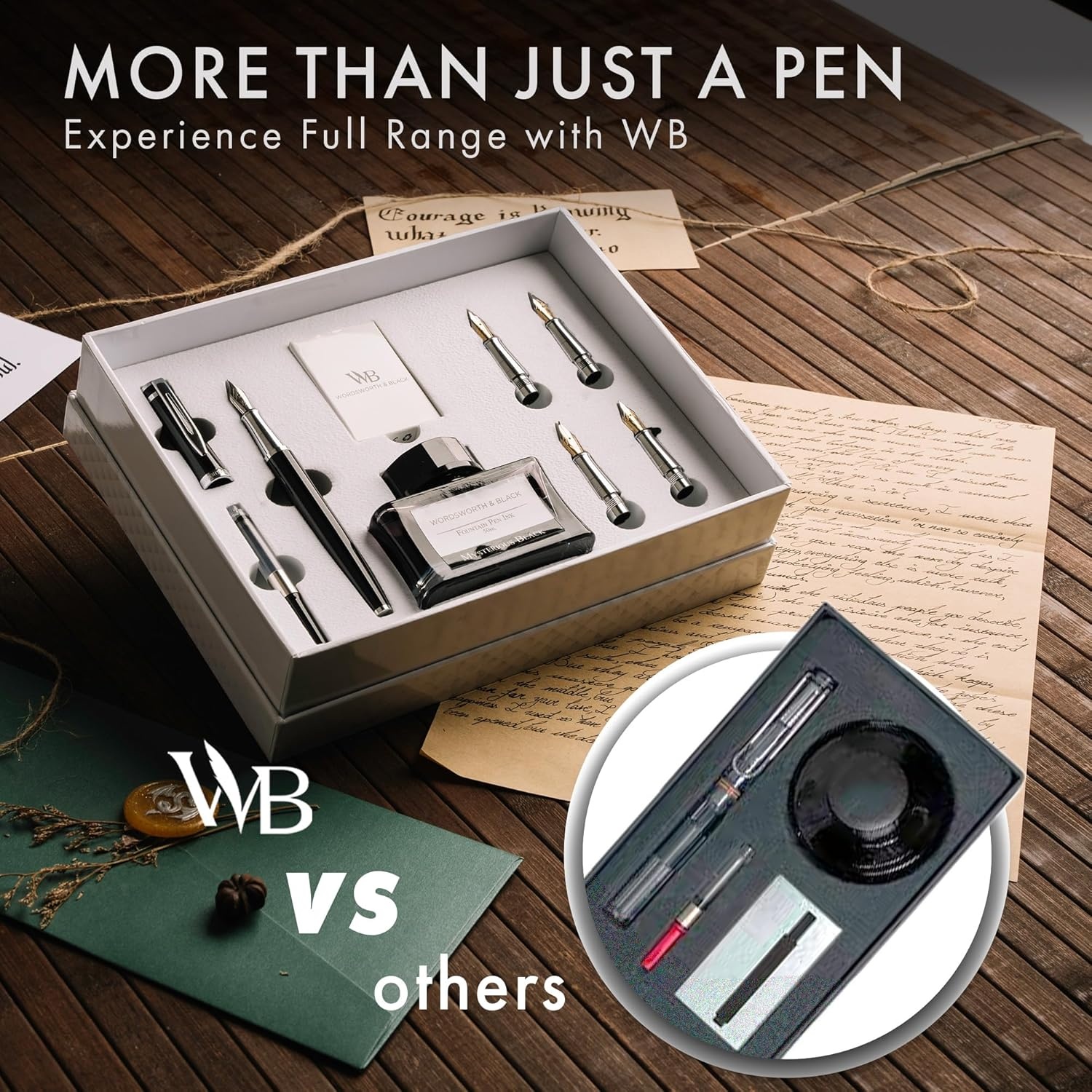 image:imageWordsworth amp Black Fountain Pen Gift Set Includes Bottle 6 Cartridges Refill Converter 4 Replacement Nibs Premium Package Journaling Calligraphy Smooth Writing Pens Red ChromeBlack Chrome