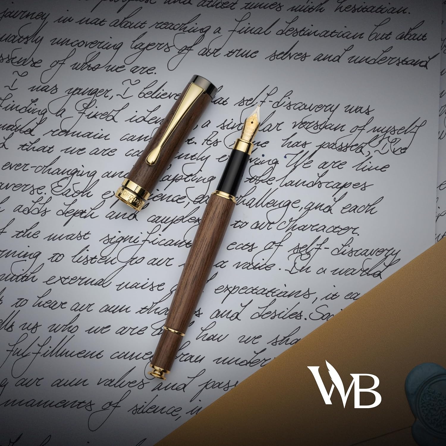 image:imageWordsworth amp Black Fountain Pen Gift Set Includes Ink Bottle 6 Cartridges Refill Converter 4 Replacement Nibs Luxury Bamboo Journaling Calligraphy Smooth Writing Pens RosewoodBrown Wood