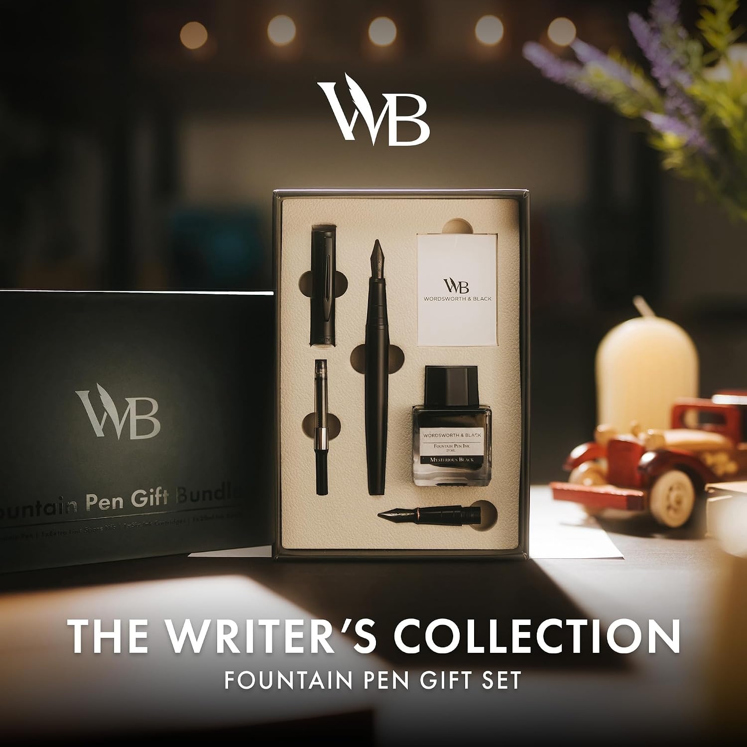 image:imageWordsworth amp Black Fountain Pen Set18K Gilded Medium and Extra Fine Nib25ML Black Ink Bottle6 Ink CartridgesRefill ConverterGift BoxSmooth Writing Pen Silver ChromeGift Set for Men and WomenAll Black