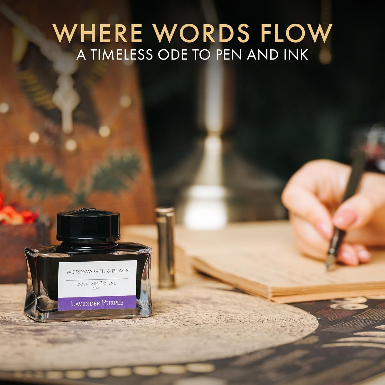 image:imageWordsworth and Black Fountain Pen Ink Bottle 50 ml Premium Luxury Edition Racing Green Fountain Pens Bottled Ink Classic Designed Bottle Smooth Flow 50 mlLavender Purple