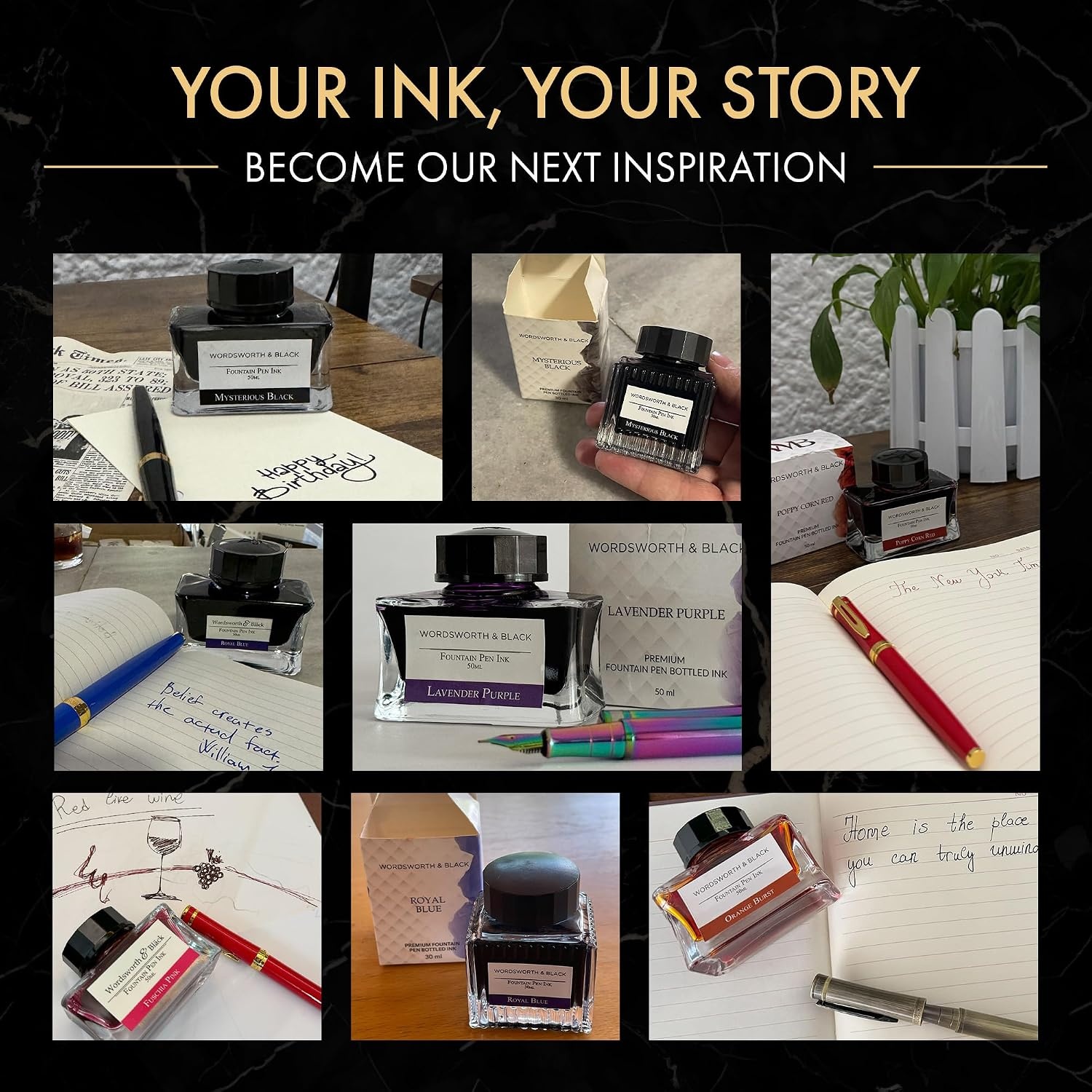 image:imageWordsworth and Black Fountain Pen Ink Bottle 50 ml Premium Luxury Edition Racing Green Fountain Pens Bottled Ink Classic Designed Bottle Smooth Flow 50 mlLavender Purple