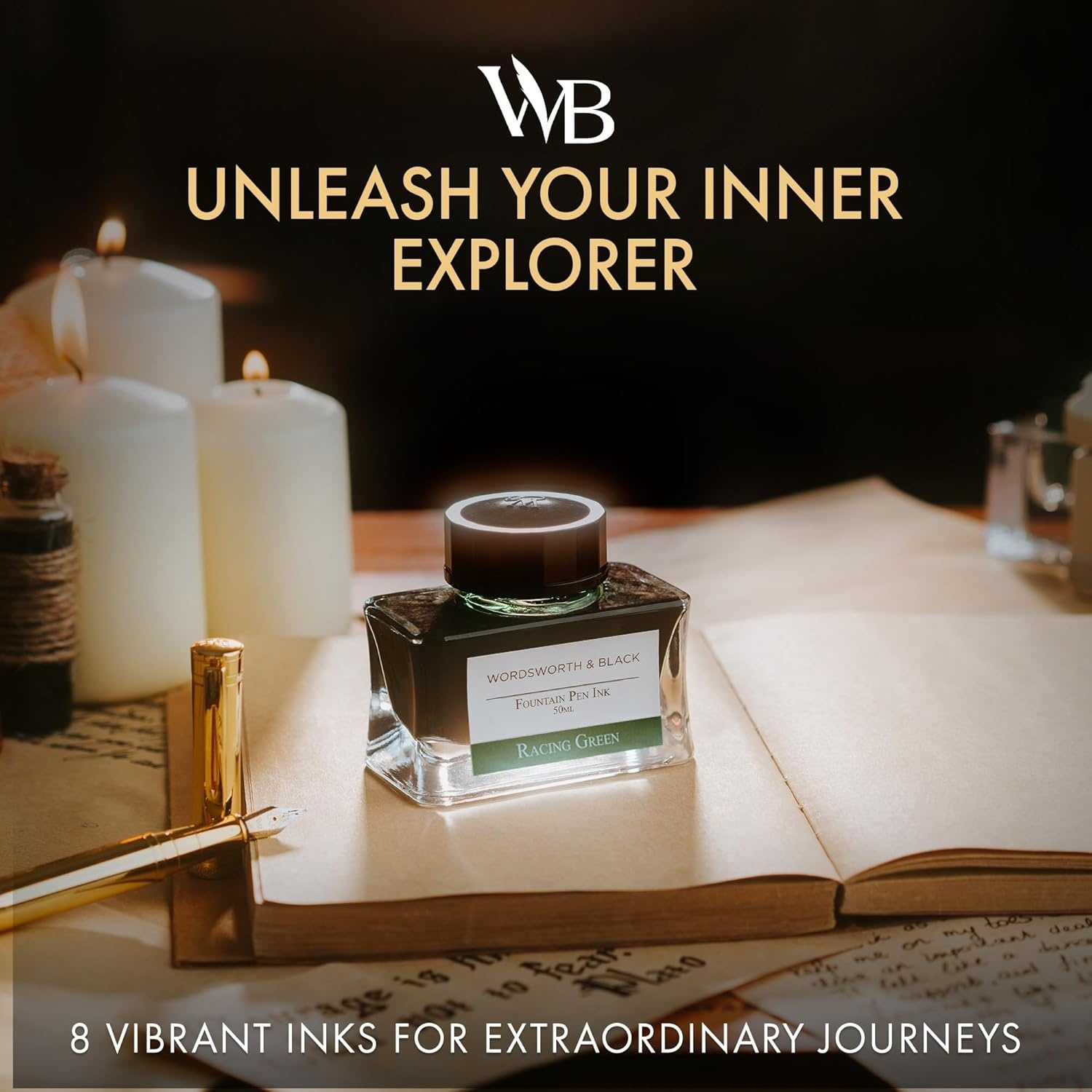 image:imageWordsworth and Black Fountain Pen Ink Bottle 50 ml Premium Luxury Edition Racing Green Fountain Pens Bottled Ink Classic Designed Bottle Smooth Flow 50 mlGreen